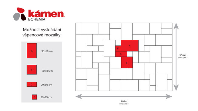 Vápenec Antik AV24 mozaika “XL“ - obklad / dlažba